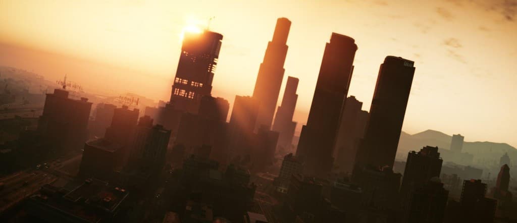 Los Santos skyline at sunset — FiveM hosting