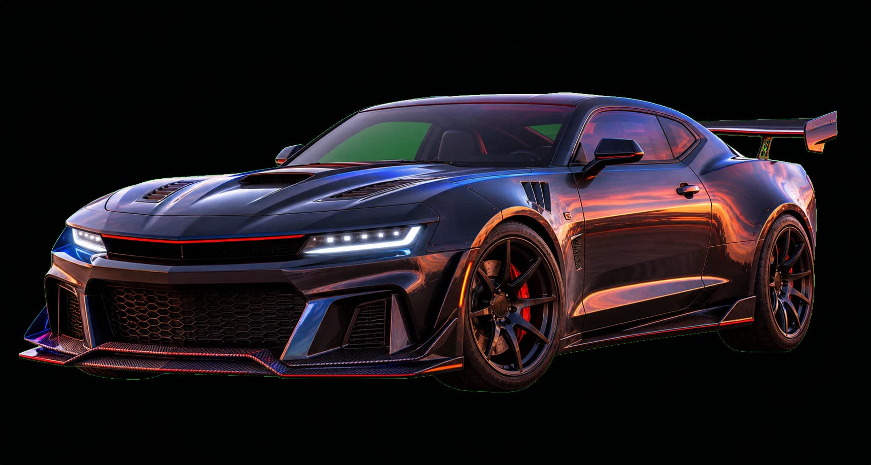 Performance car in an urban FiveM world